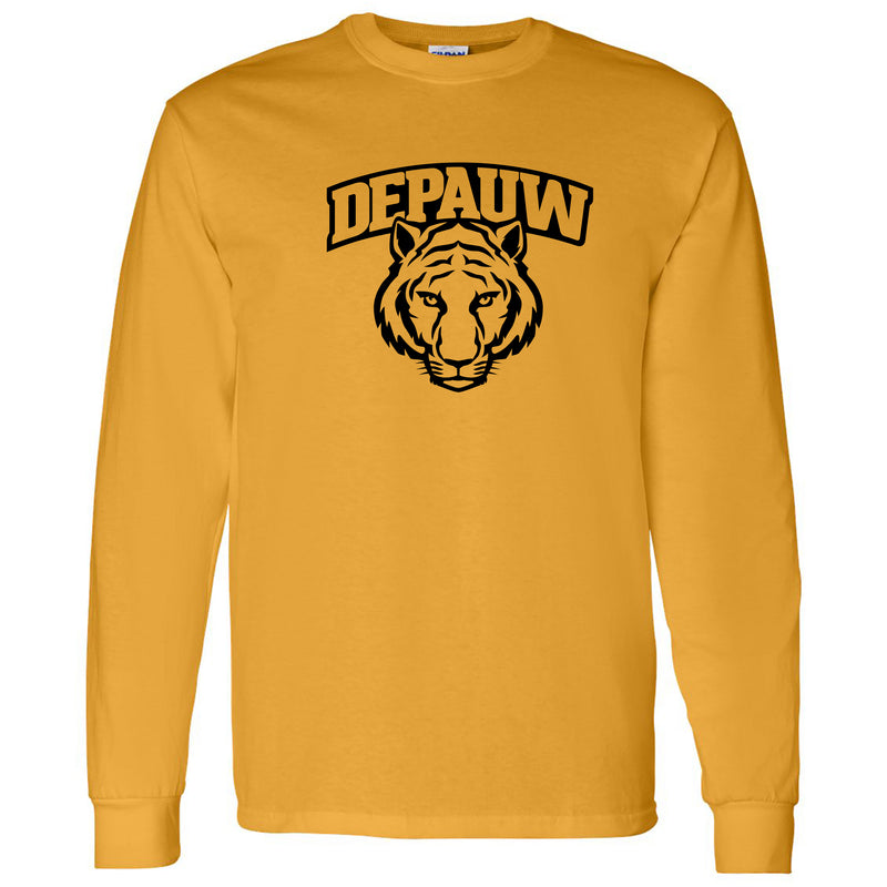 DePauw University Tigers Arch Logo Long Sleeve T-Shirt - Gold