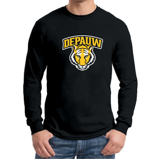 DePauw University Tigers Arch Logo Long Sleeve T-Shirt - Black