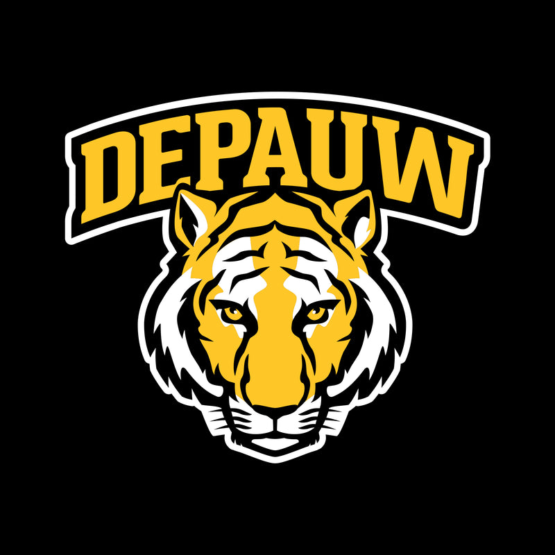 DePauw University Tigers Arch Logo Short Sleeve T Shirt - Black