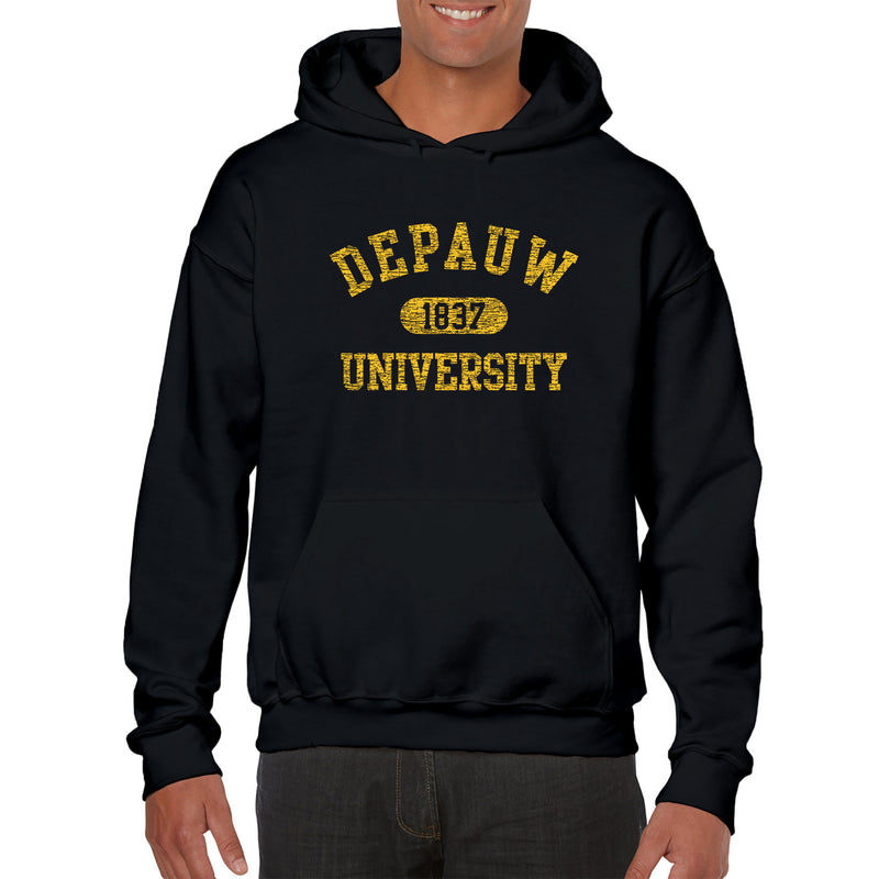 DePauw University Tigers Athletic Arch Heavy Blend Hoodie - Black