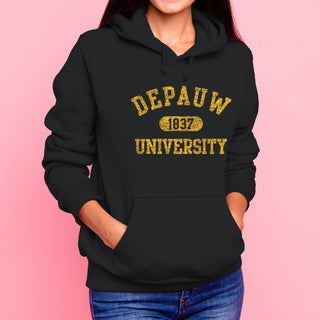 DePauw University Tigers Athletic Arch Heavy Blend Hoodie - Black