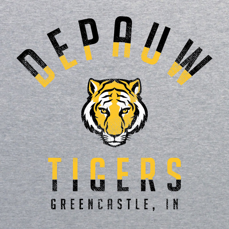 DePauw University Tigers Division Arch Canvas Triblend Short Sleeve T Shirt - Athletic Grey Triblend