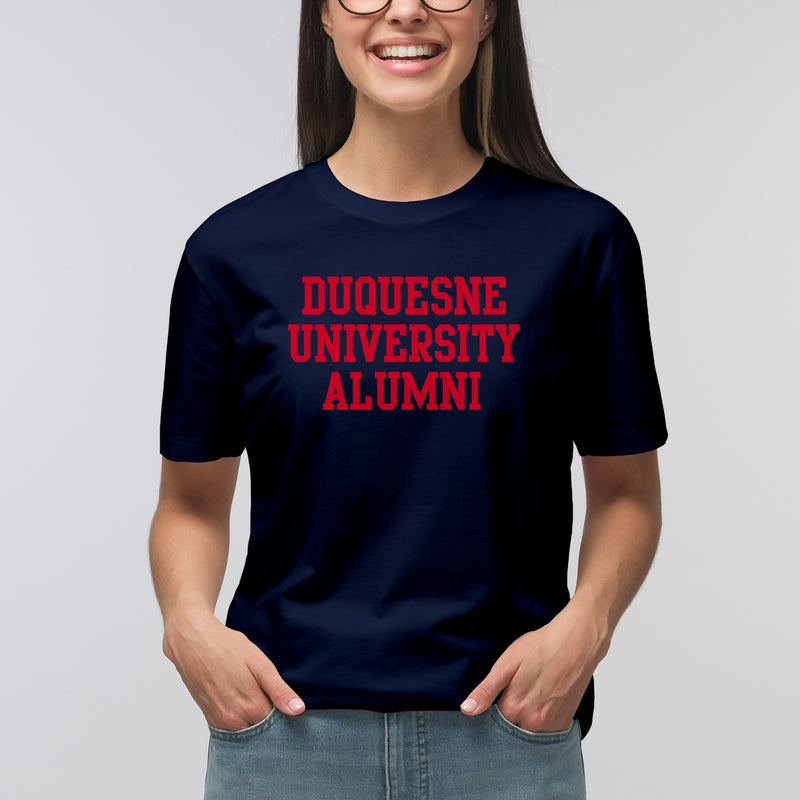 Duquesne University Dukes Basic Block Alumni Short Sleeve T Shirt - Navy