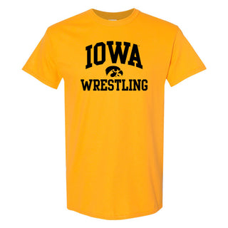 University of Iowa Hawkeyes Arch Logo Wrestling Short Sleeve T Shirt - Gold