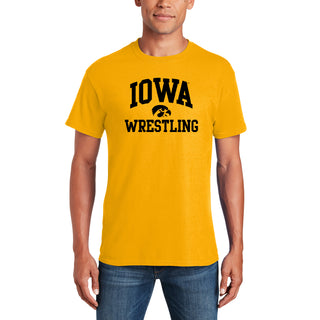 University of Iowa Hawkeyes Arch Logo Wrestling Short Sleeve T Shirt - Gold