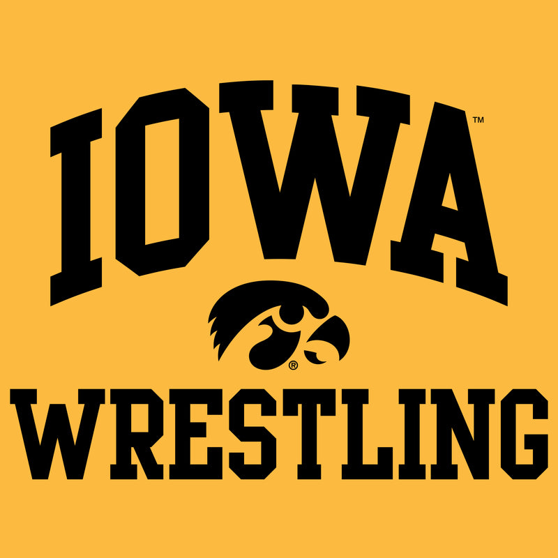 University of Iowa Hawkeyes Arch Logo Wrestling Short Sleeve T Shirt - Gold