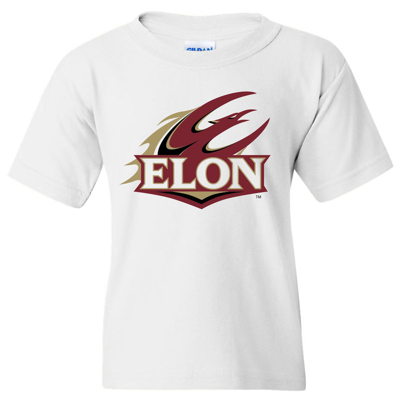 Elon University Phoenix Primary Logo Youth T Shirt - White