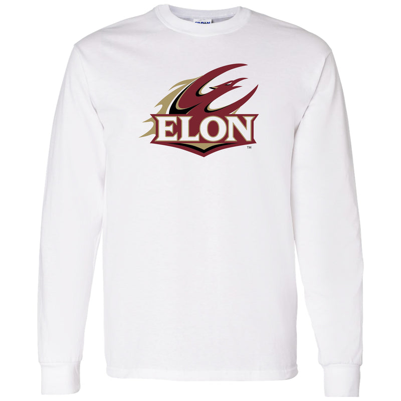 Elon University Phoenix Primary Logo Long Sleeve T Shirt - White
