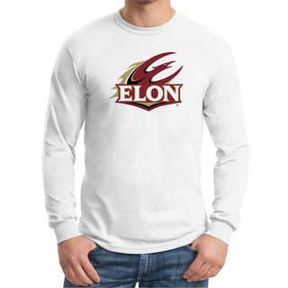 Elon University Phoenix Primary Logo Long Sleeve T Shirt - White