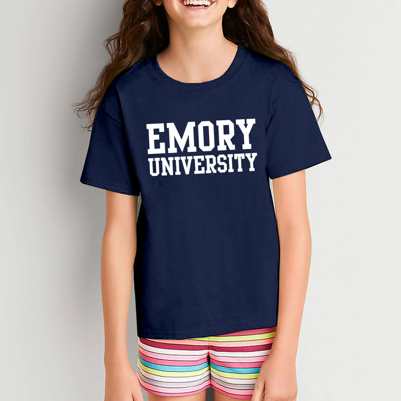 Emory University Eagles Basic Block Youth Short Sleeve T Shirt - Navy