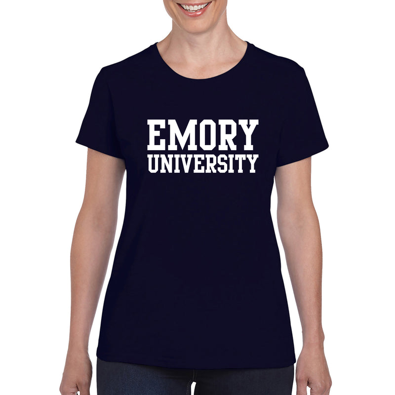 Emory University Eagles Basic Block Womens Short Sleeve T Shirt - Navy