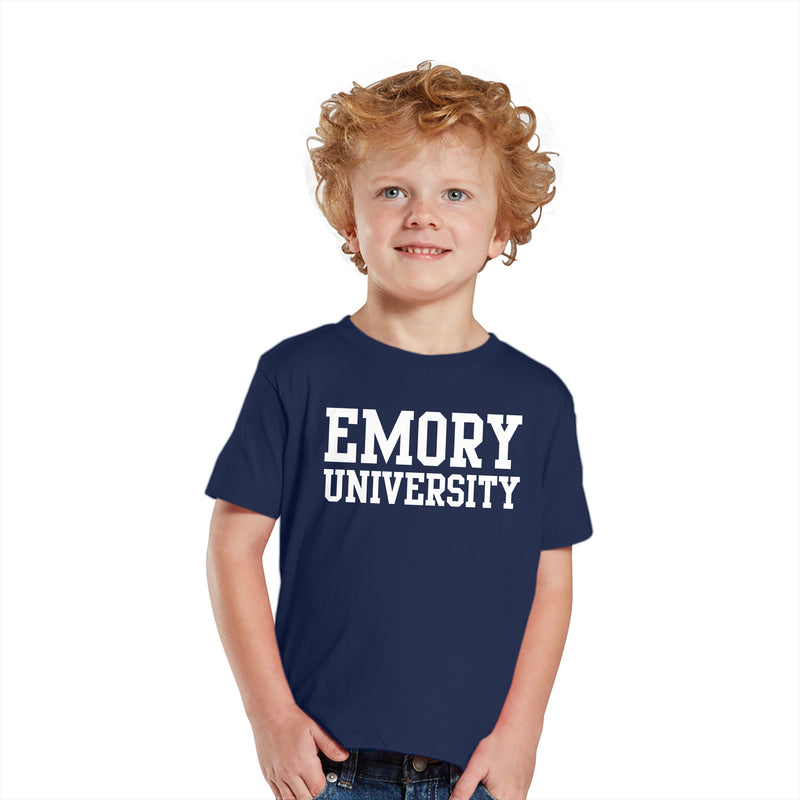 Emory University Eagles Basic Block Toddler Short Sleeve T Shirt - Navy