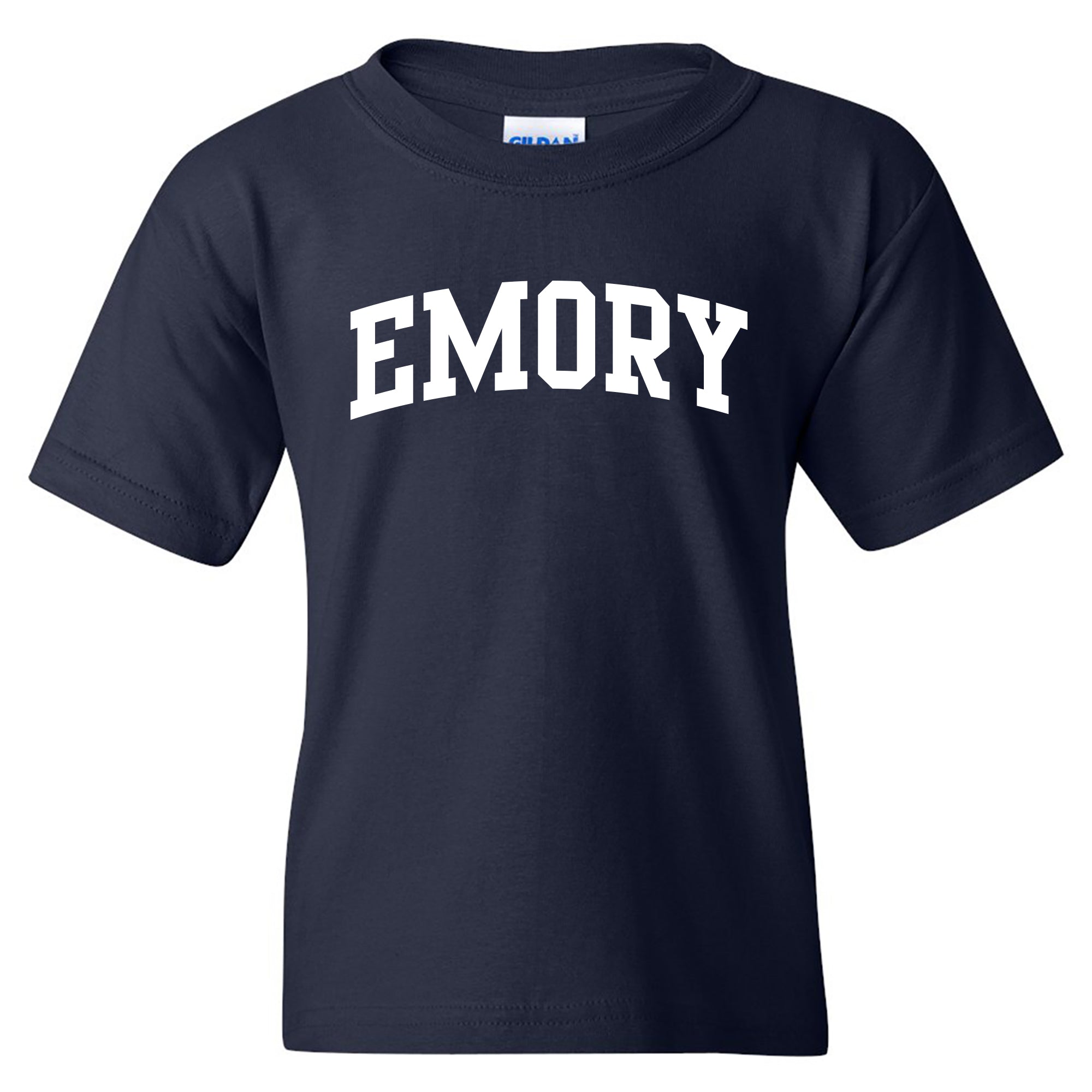 Emory University Eagles Arch Logo Youth Short Sleeve T-Shirt in Blue | Size: Medium