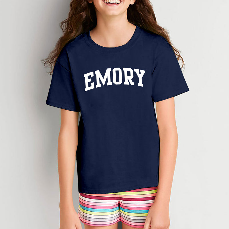 Emory University Eagles Arch Logo Youth Short Sleeve T Shirt - Navy