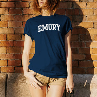 Emory University Eagles Arch Logo Short Sleeve T Shirt - Navy