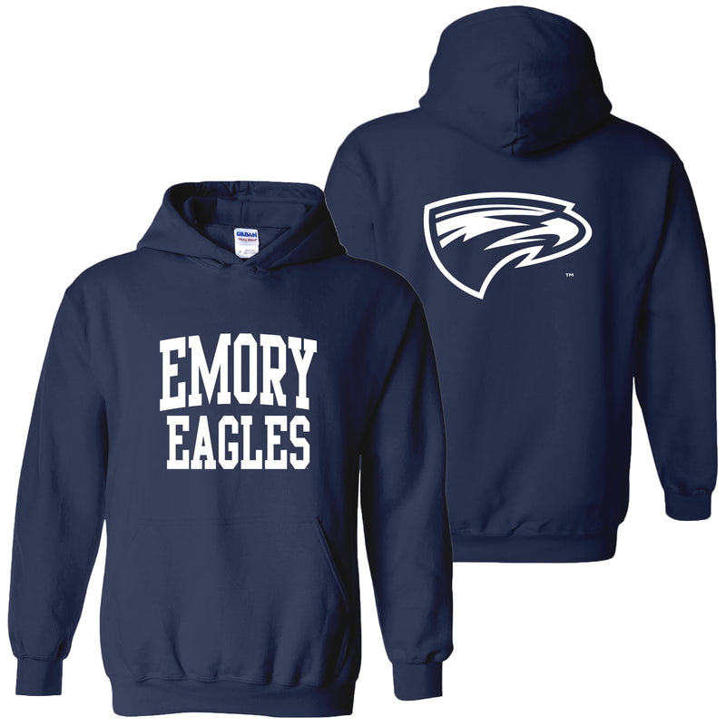 Emory University Eagles Front Back Print Heavy Blend Hoodie - Navy