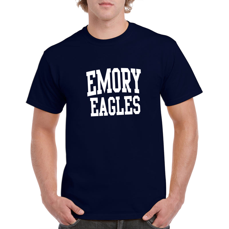 Emory University Eagles Front Back Print Short Sleeve T Shirt - Navy