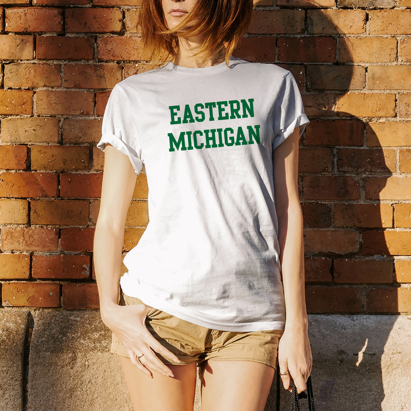 Eastern Michigan University Eagles Basic Block Short Sleeve T Shirt - White