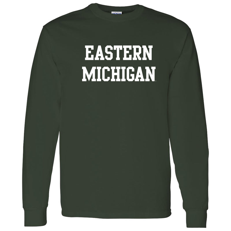 Eastern Michigan University Eagles Basic Block Long Sleeve T Shirt - Forest