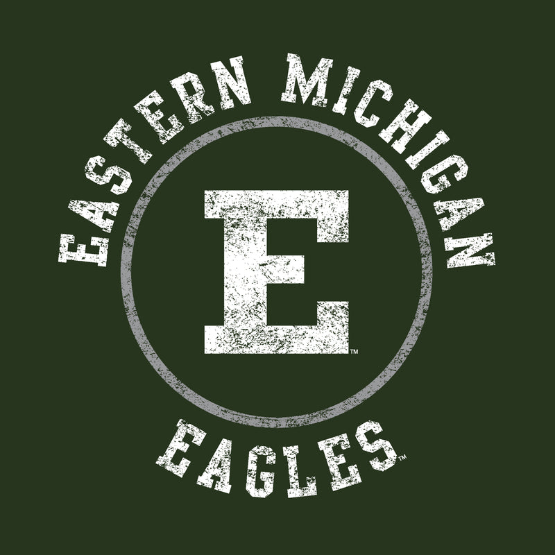 Eastern Michigan University Eagles Distressed Circle Logo Womens Short Sleeve T Shirt - Forest