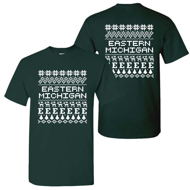 Eastern Michigan Holiday Sweater T-Shirt - Forest