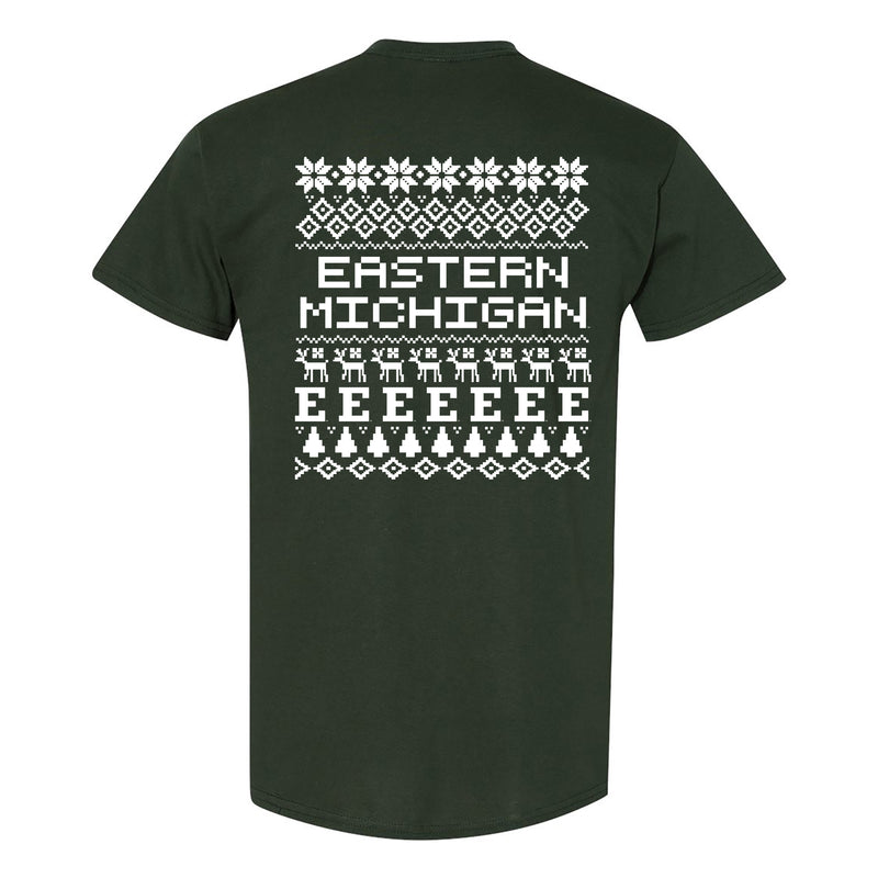 Eastern Michigan Holiday Sweater T-Shirt - Forest