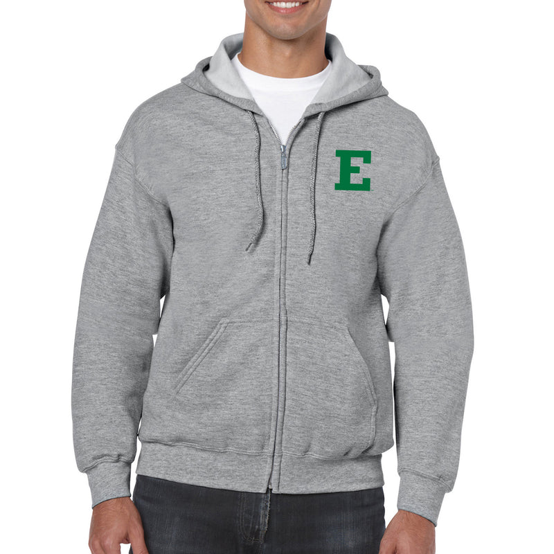 Eastern Michigan University Eagles Primary Logo Left Chest Full Zip Hoodie - Sport Grey
