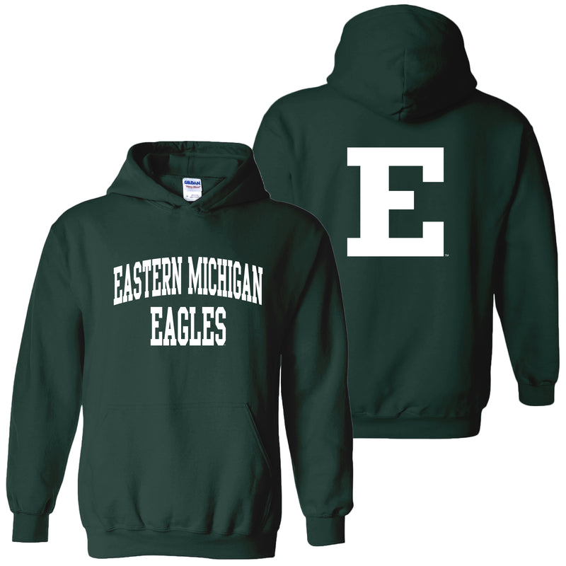 Eastern Michigan University Eagles Front Back Print Heavy Blend Hoodie - Forest