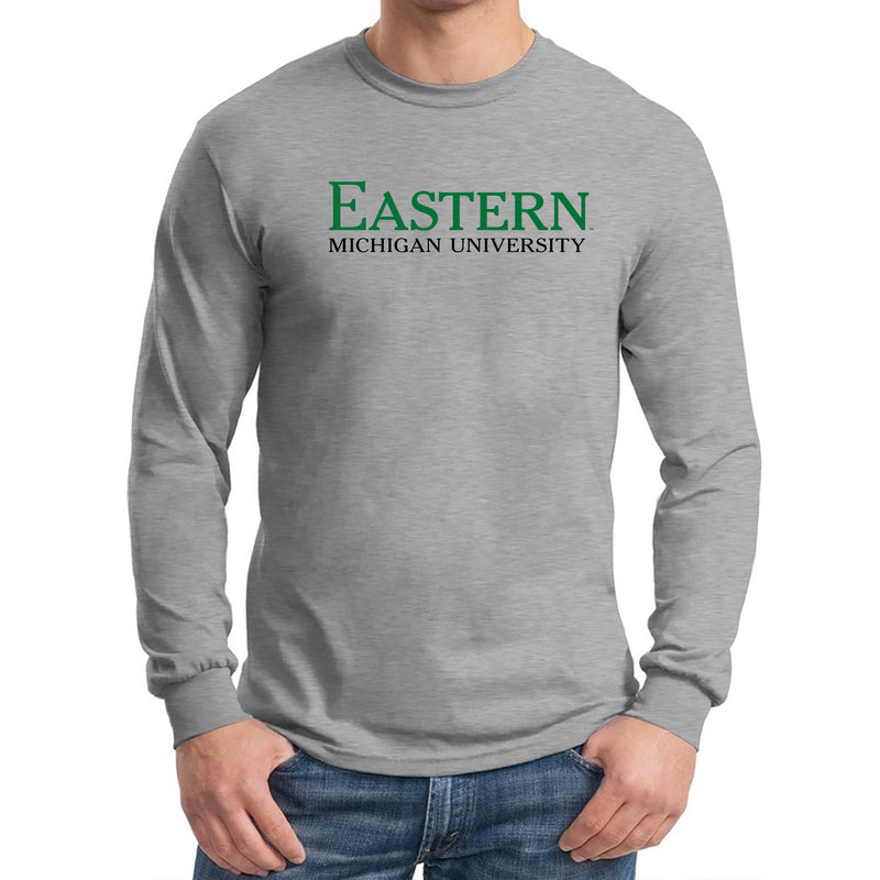Eastern Michigan University Eagles Institutional Logo Long Sleeve T Shirt - Sport Grey
