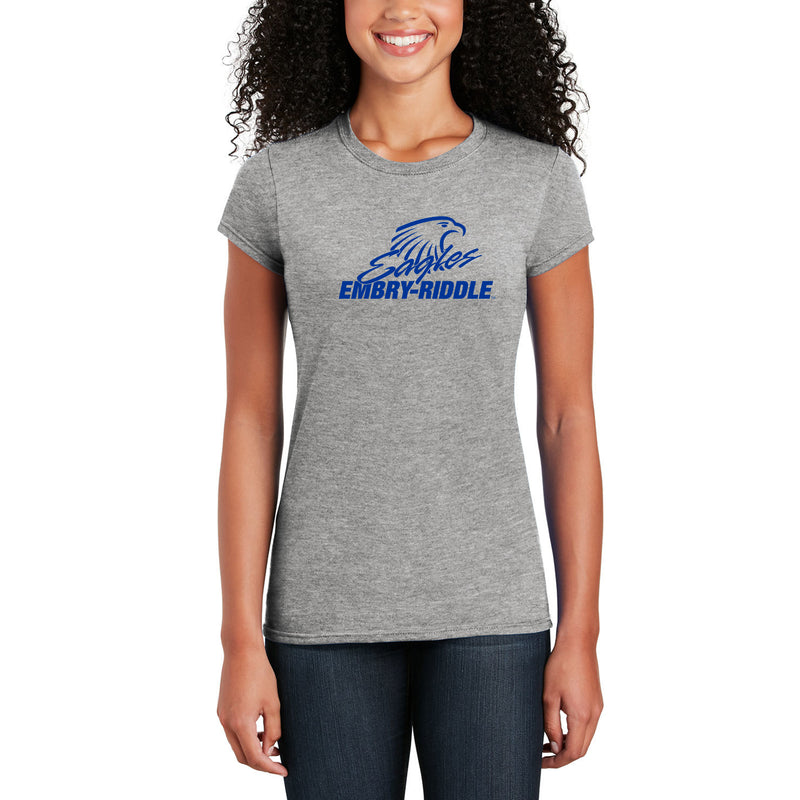 Embry-Riddle Aeronautical University Eagles Daytona Primary Logo Womens T Shirt - Sport Grey