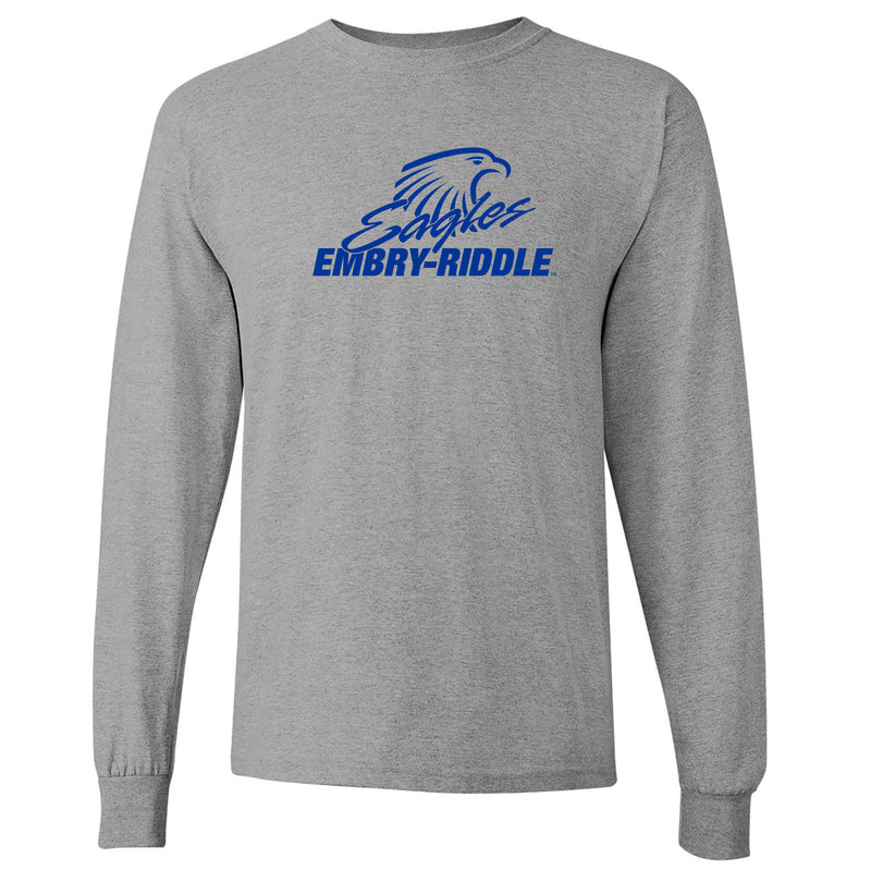 Embry-Riddle Aeronautical University Eagles Daytona Primary Logo Long Sleeve T Shirt - Sport Grey