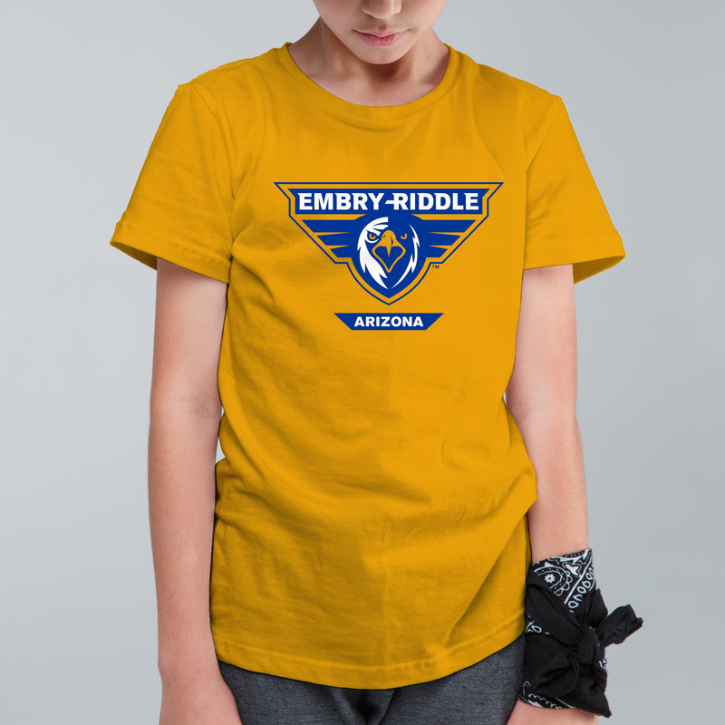 Embry-Riddle Aeronautical University Eagles Prescott Primary Logo Youth T Shirt - Gold