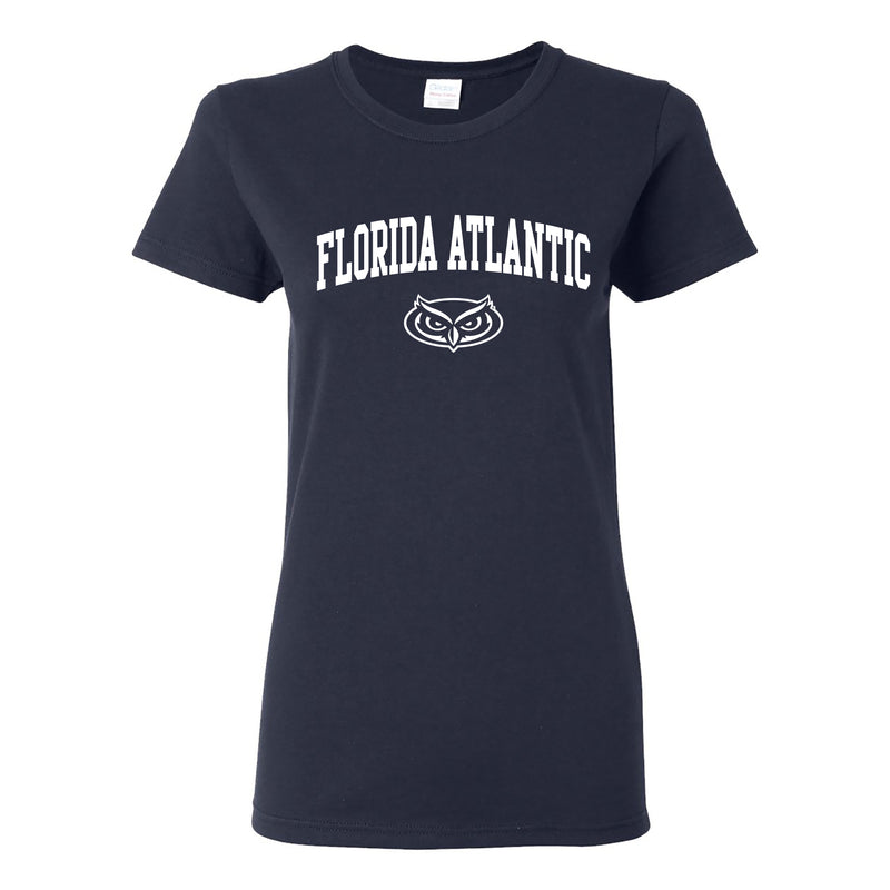 Florida Atlantic University Owls Arch Logo Womens Short Sleeve T Shirt - Navy