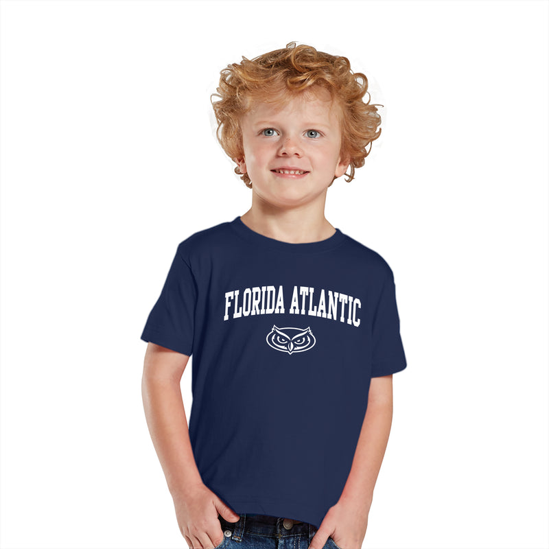Florida Atlantic University Owls Arch Logo Toddler Short Sleeve T Shirt - Navy