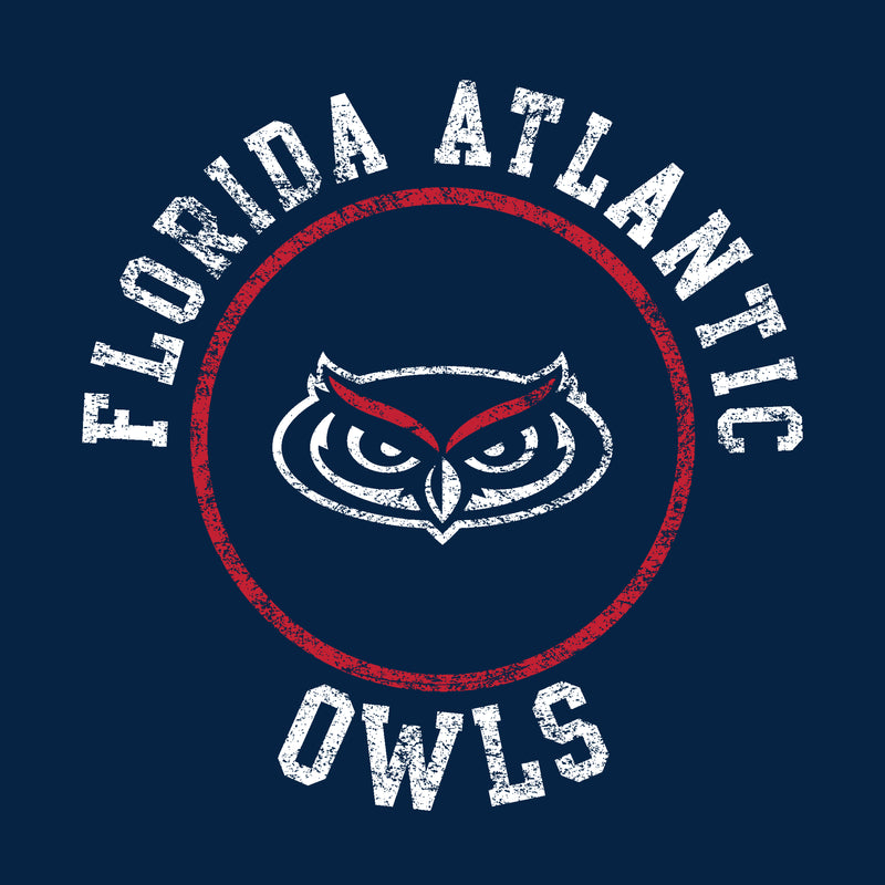 Florida Atlantic University Owls Distressed Circle Logo Youth  Short Sleeve T Shirt - Navy