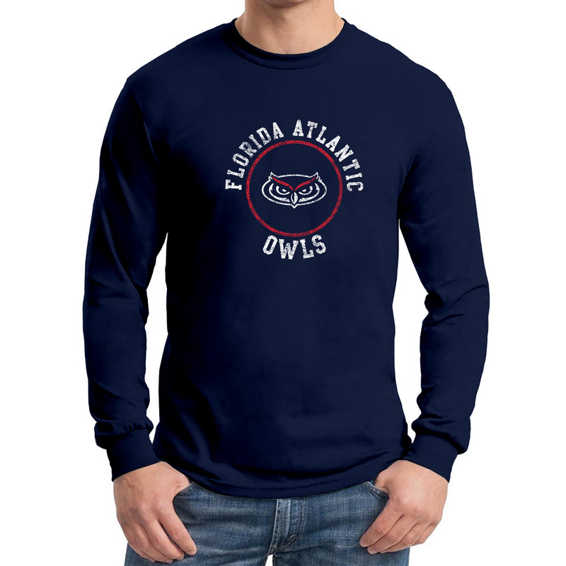 Florida Atlantic University Owls Distressed Circle Logo Long Sleeve T-Shirt - Navy