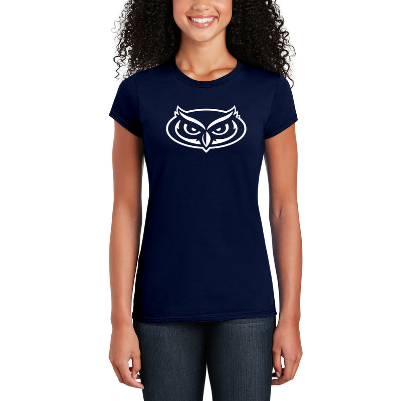 Florida Atlantic University Owls Primary Logo Womens Short Sleeve T Shirt - Navy