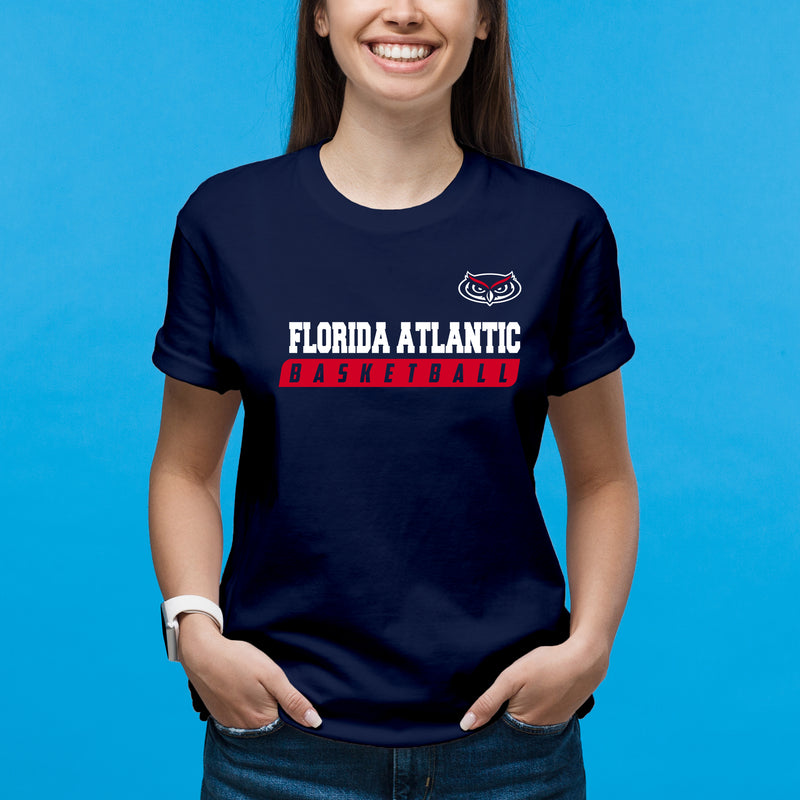 Florida Atlantic Owls Basketball Slant T Shirt - Navy