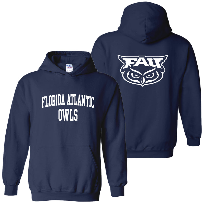 Florida Atlantic University Owls Front Back Print Heavy Blend Hoodie - Navy