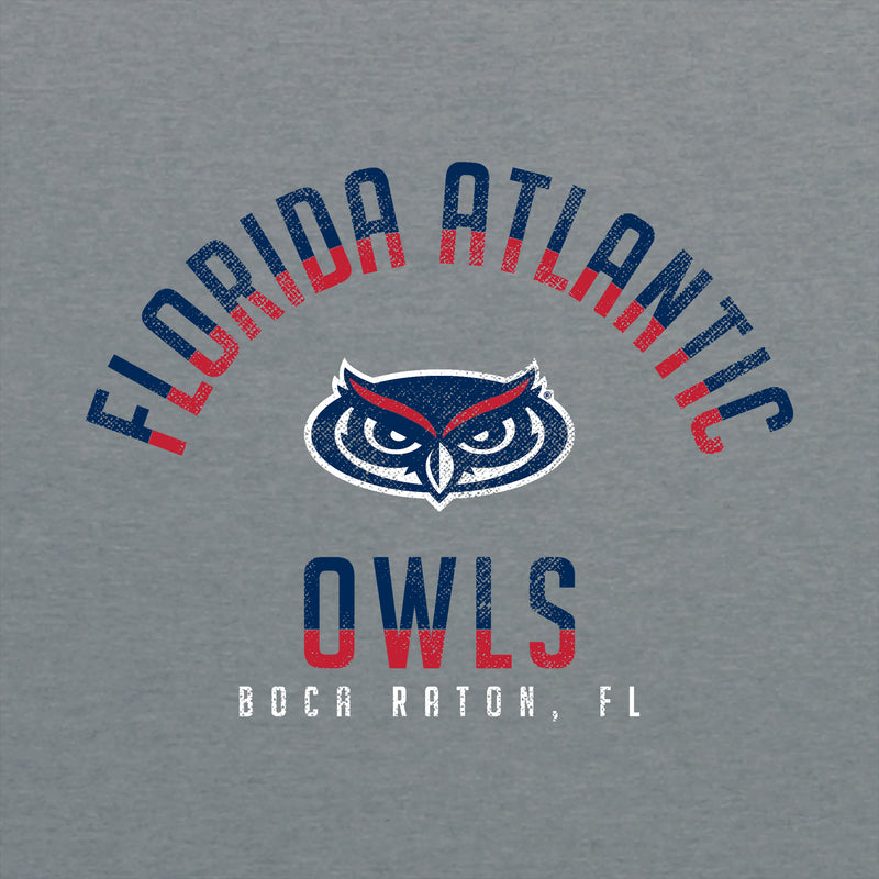 Florida Atlantic University Owls Division Arch Canvas Triblend Short Sleeve T Shirt - Athletic Grey
