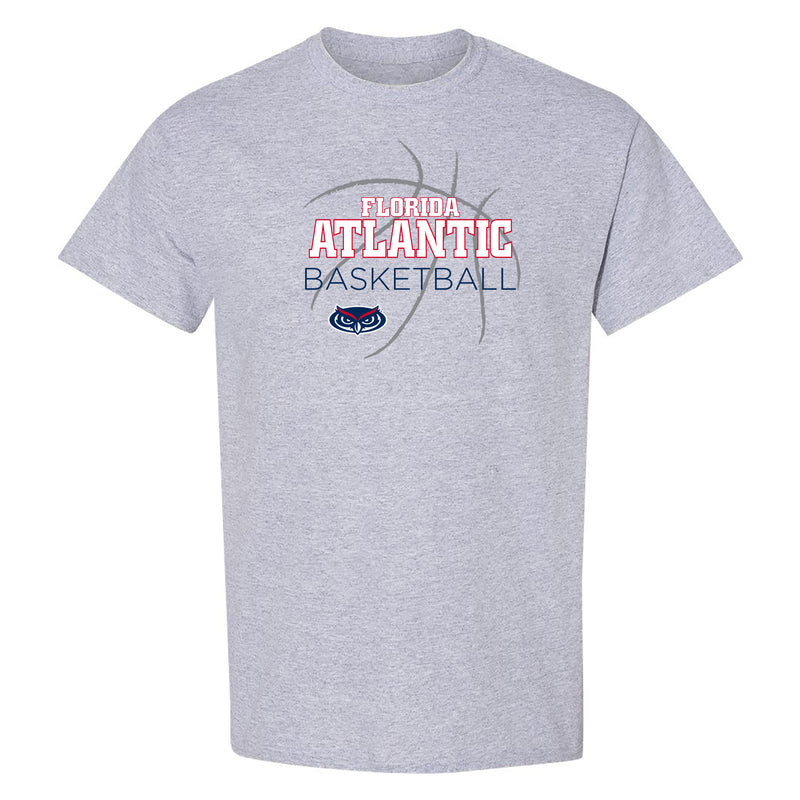 Florida Atlantic Owls Basketball Sketch T Shirt - Sport Grey