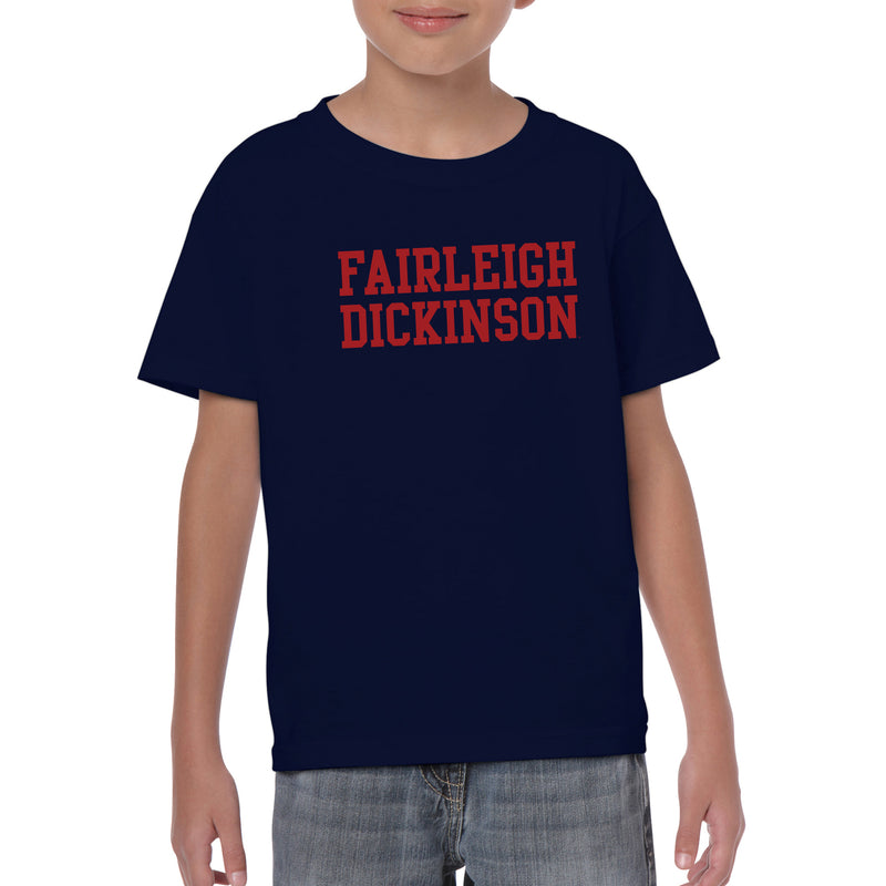 Fairleigh Dickinson University Knights/Devils Basic Block Cotton Youth Short Sleeve T-Shirt  - Navy