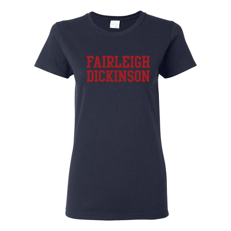 Fairleigh Dickinson University Knights/Devils Basic Block Cotton Women's Short Sleeve T-Shirt  - Navy