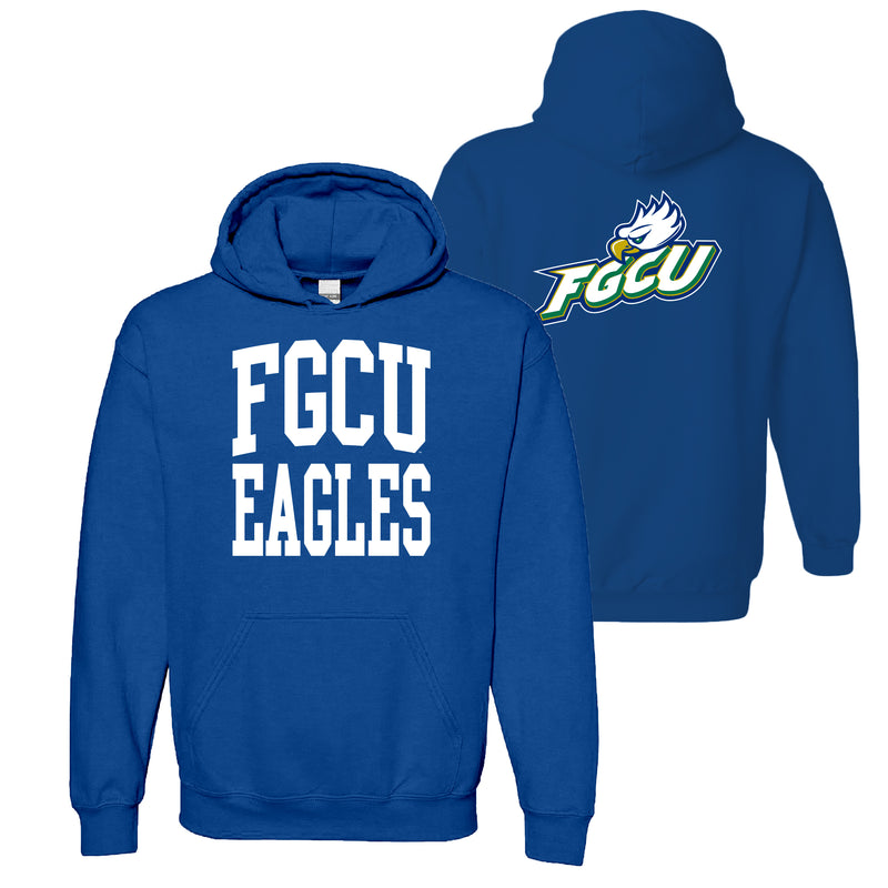 Florida Guld Coast University Eagles Front Back Print Hoodie - Royal