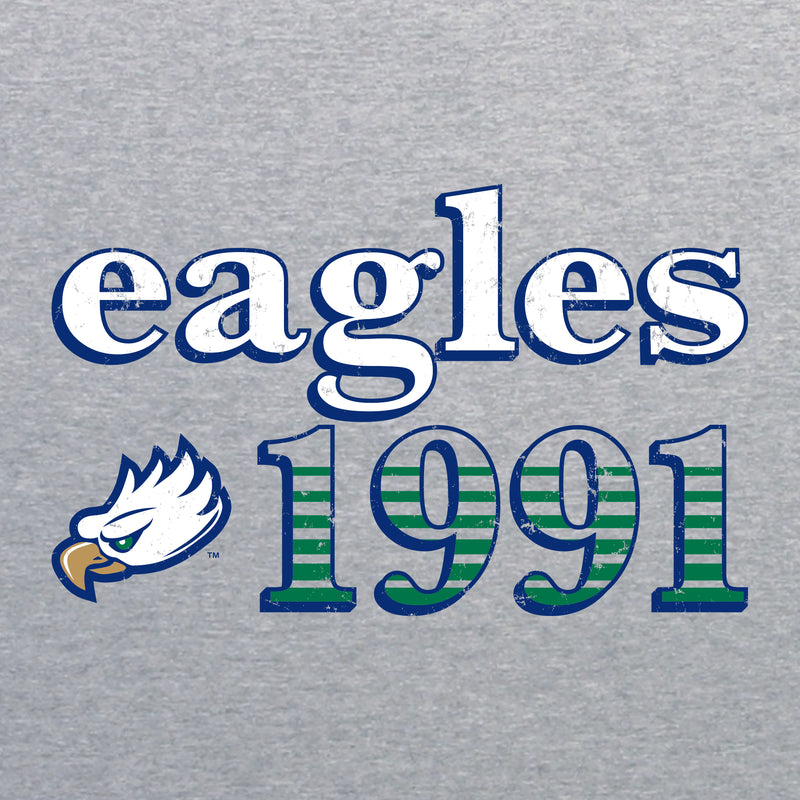 Florida Gulf Coast University Eagles Throwback Year Stripe Crewneck - Sport Grey
