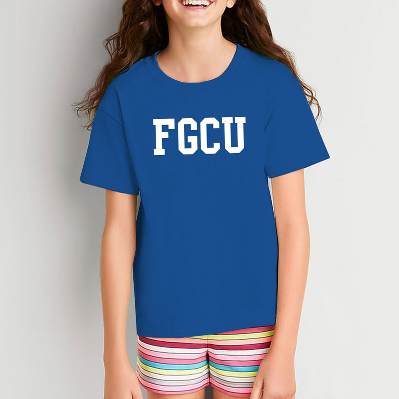 Florida Gulf Coast University Eagles Basic Block Youth Short Sleeve T Shirt - Royal Blue