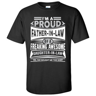 Proud Father In Law - Father's Day, Daughter, Family - Adult Cotton T-Shirt - Black