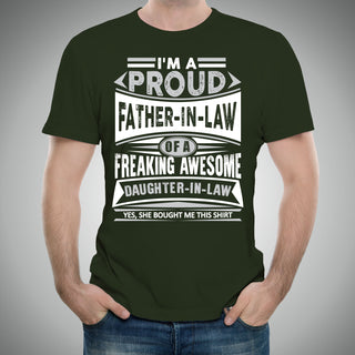 Proud Father In Law - Father's Day, Daughter, Family - Adult Cotton T-Shirt - Forest
