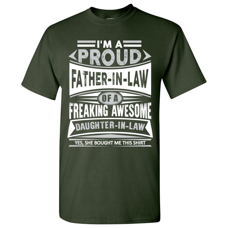 Proud Father In Law - Father's Day, Daughter, Family - Adult Cotton T-Shirt - Forest