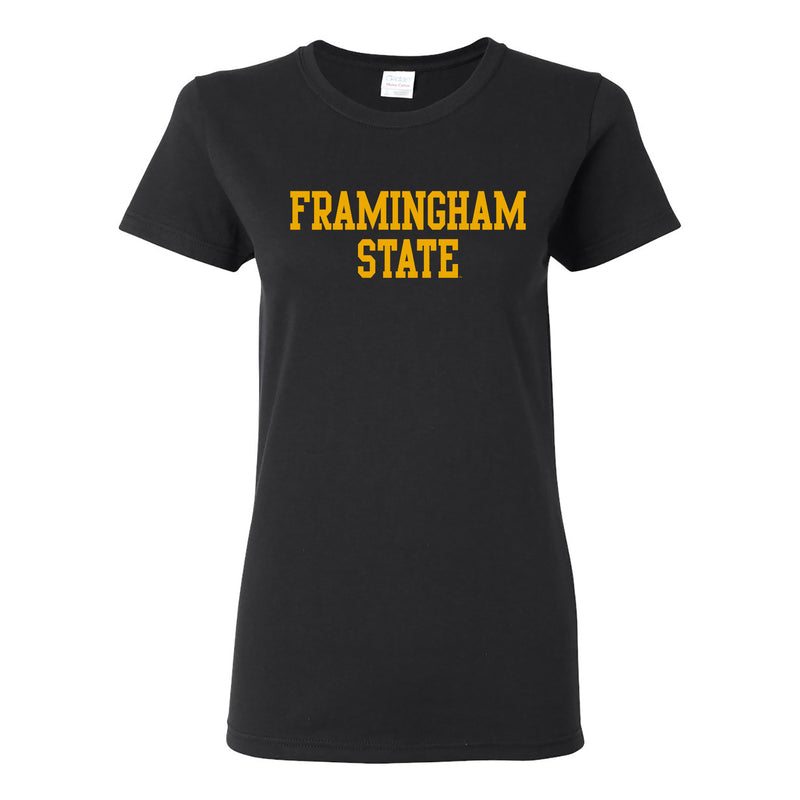 Framingham State University Rams Basic Block Womens Short Sleeve T Shirt - Black